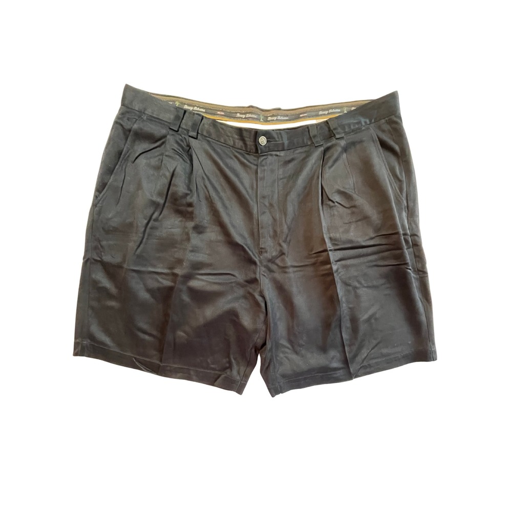 Vintage Y2K Tommy Bahama Shorts 40 Black Silk Pleated Coastal Luxury Dad Core